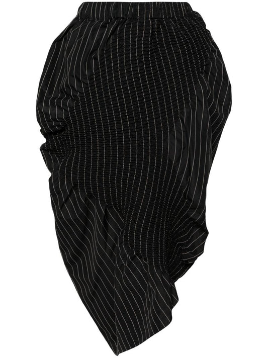 Black Contraction Pinstripe-print Skirt