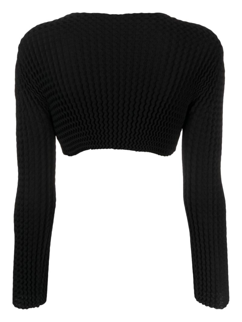 Black Spongy PlissÃ_x0083_Â© Crop Top