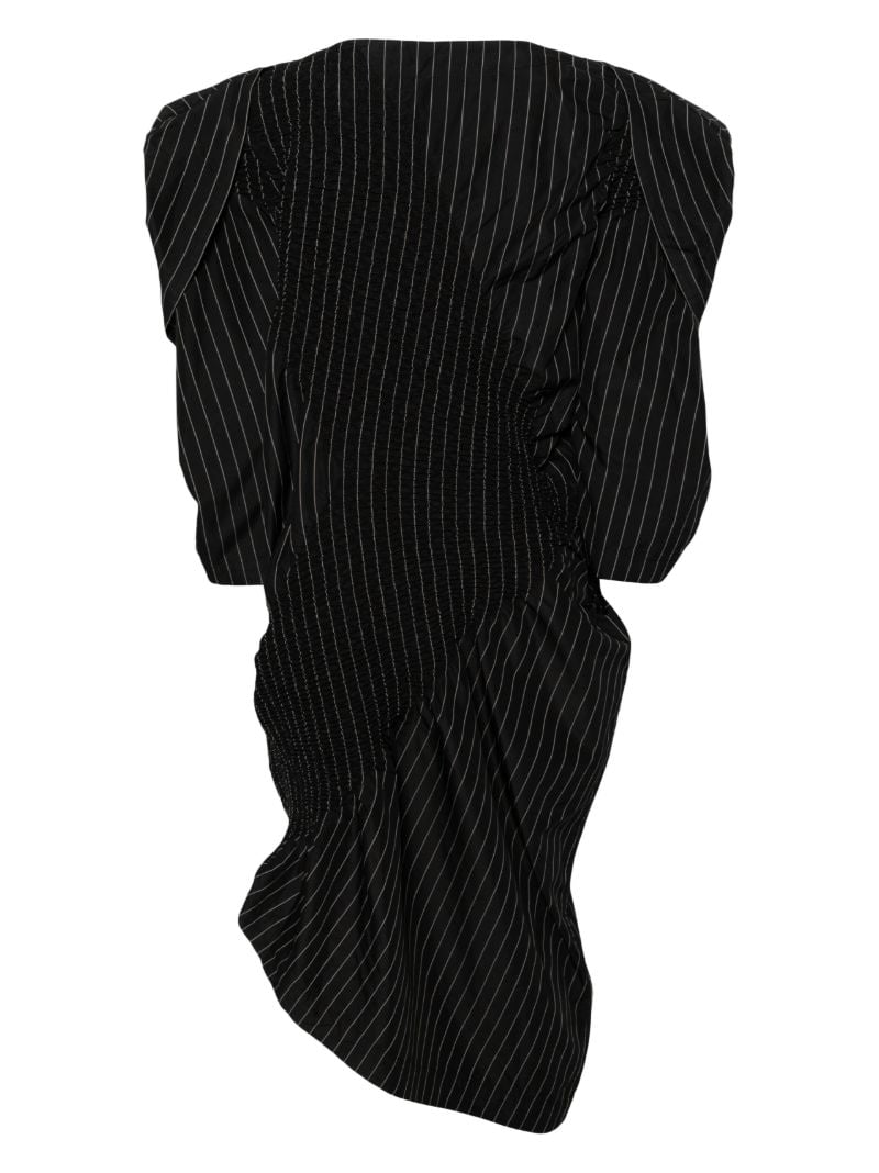 Black Contraction Pinstripe-print Midi Dress