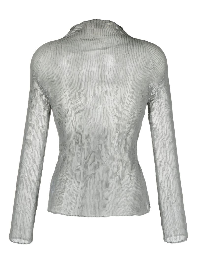 Grey Chiffon Twist PlissÃ_x0083_Â© Top