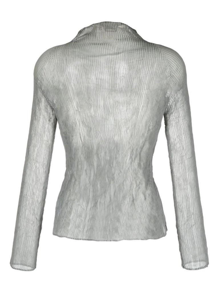 Grey Chiffon Twist PlissÃ_x0083_Â© Top