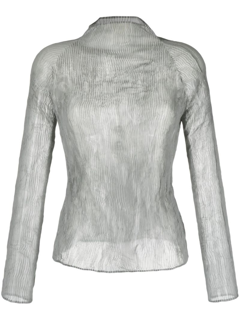 Grey Chiffon Twist PlissÃ_x0083_Â© Top