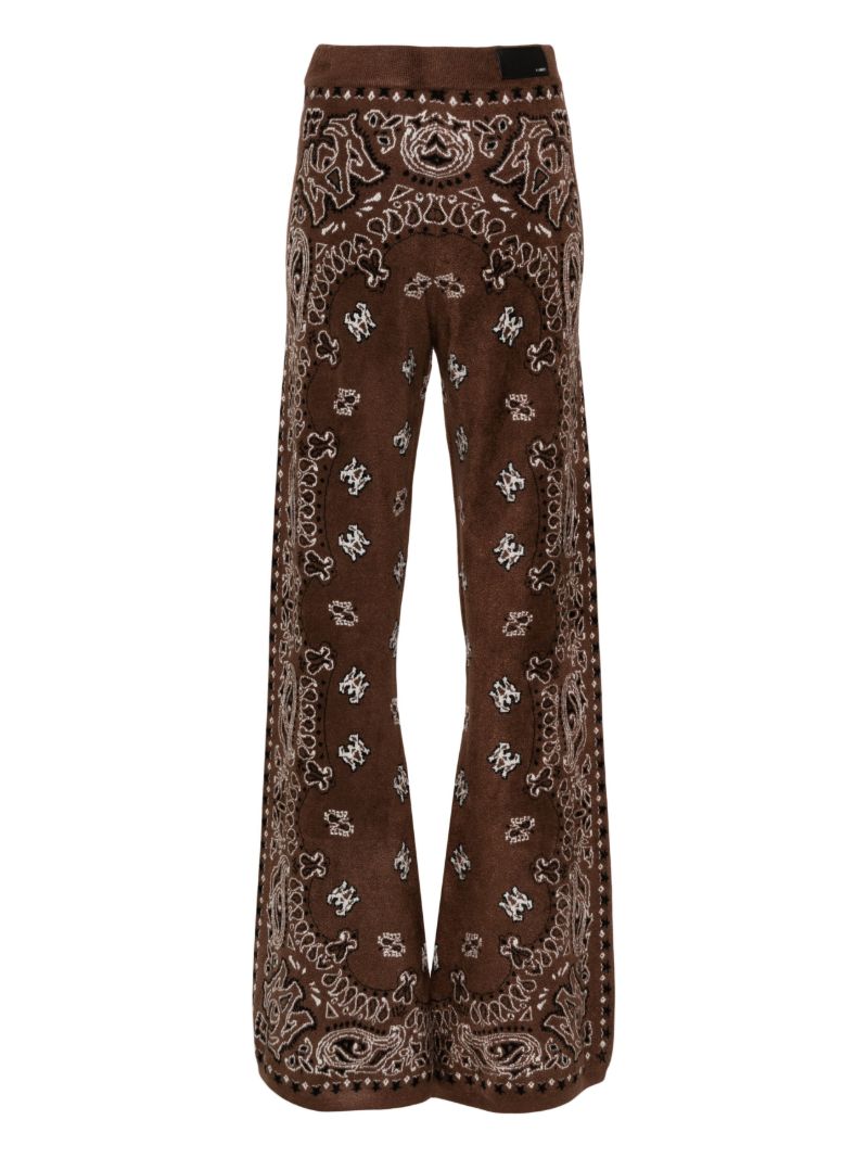 Brown Bandana Intarsia Knit Track Pants