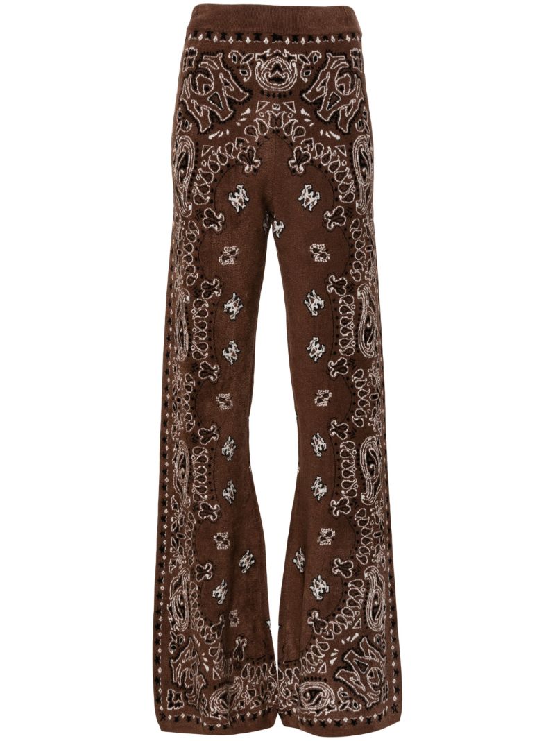 Brown Bandana Intarsia Knit Track Pants