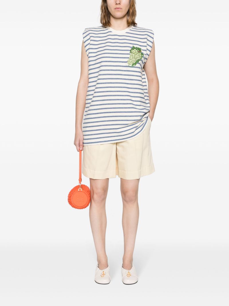 Neutral Grape-embroidered Cotton Vest