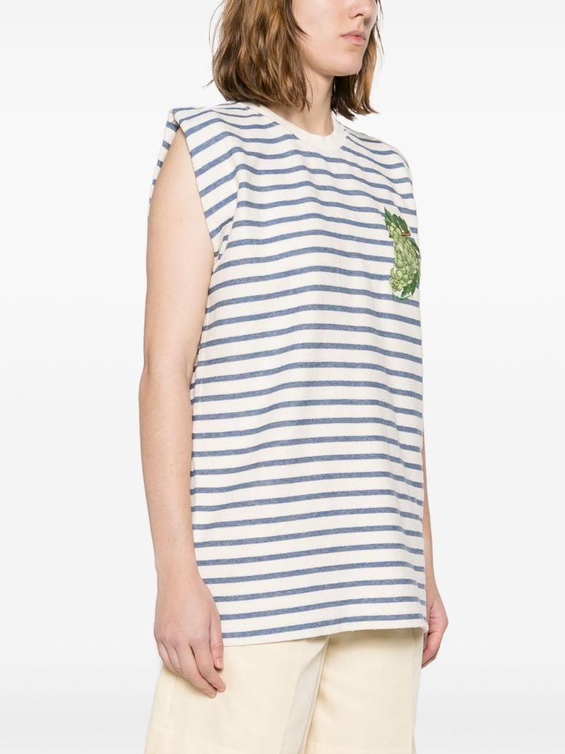 Neutral Grape-embroidered Cotton Vest