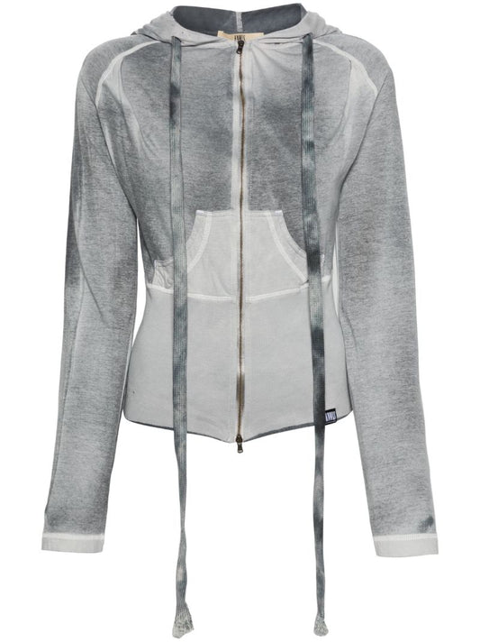 Grey Raze Panelled Cotton Hoodie