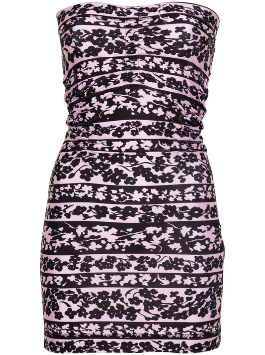 Pink Skinn Blossom-print Mini Dress