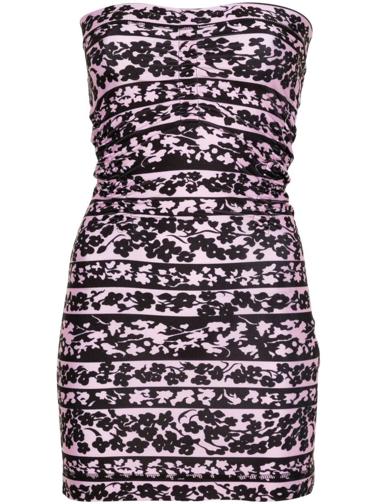 Pink Skinn Blossom-print Mini Dress