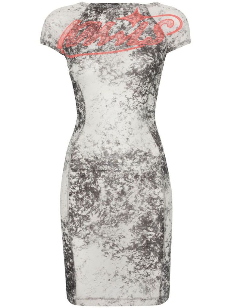 Grey Turbo Logo-print T-shirt Dress