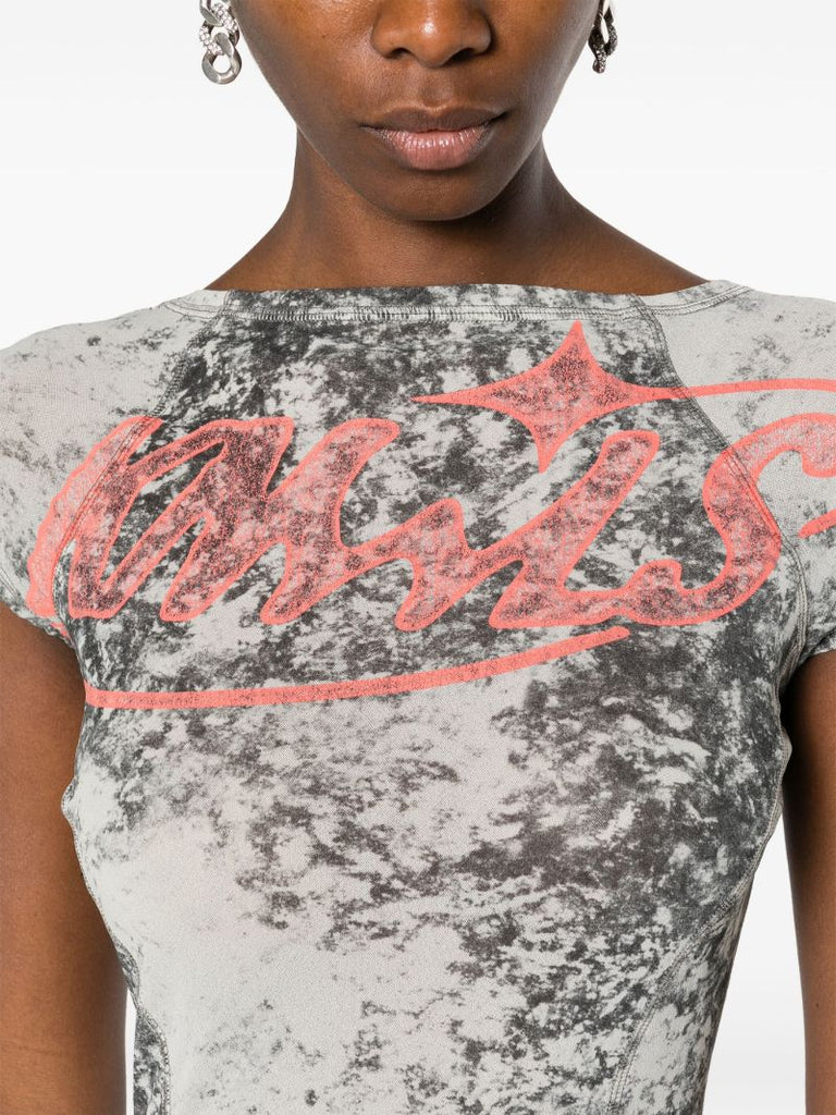 Grey Turbo Logo-print T-shirt Dress