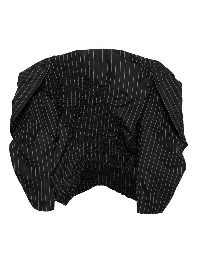 Black Contraction Pinstripe-print Blouse