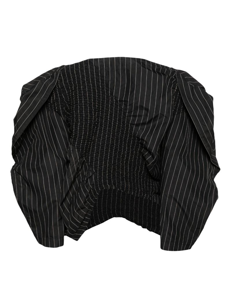 Black Contraction Pinstripe-print Blouse