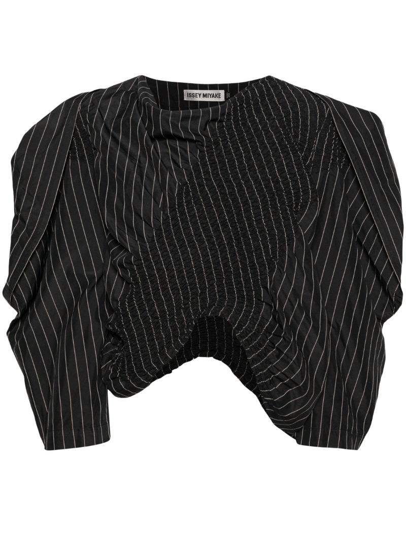 Black Contraction Pinstripe-print Blouse