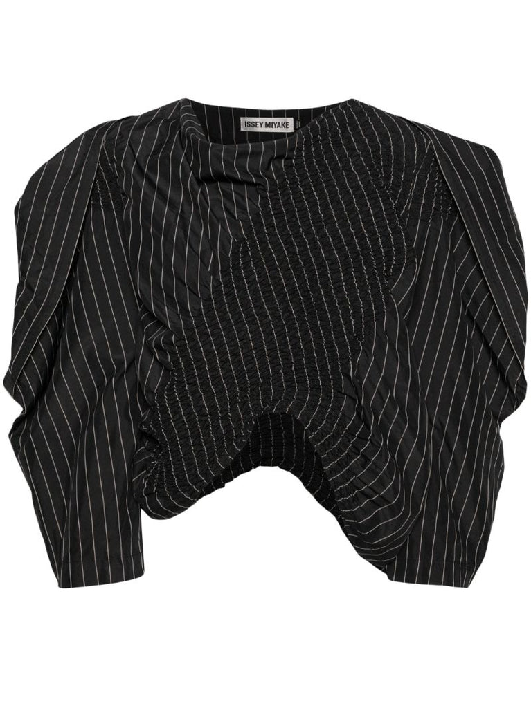 Black Contraction Pinstripe-print Blouse