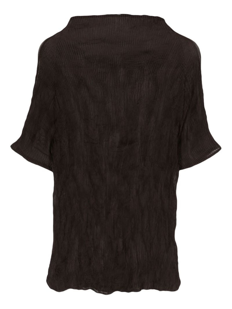 Brown Chiffon Twist 3 PlissÃ_x0083_Â© Top