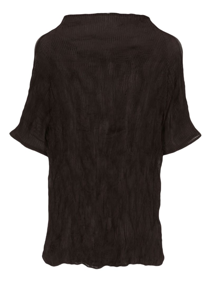 Brown Chiffon Twist 3 PlissÃ_x0083_Â© Top