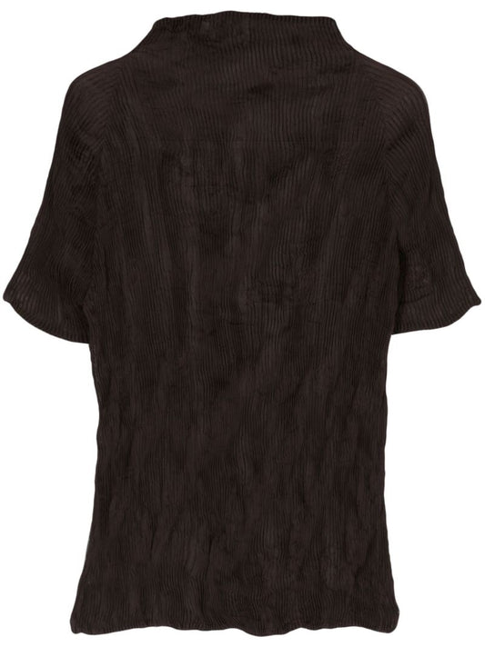 Brown Chiffon Twist 3 PlissÃ_x0083_Â© Top