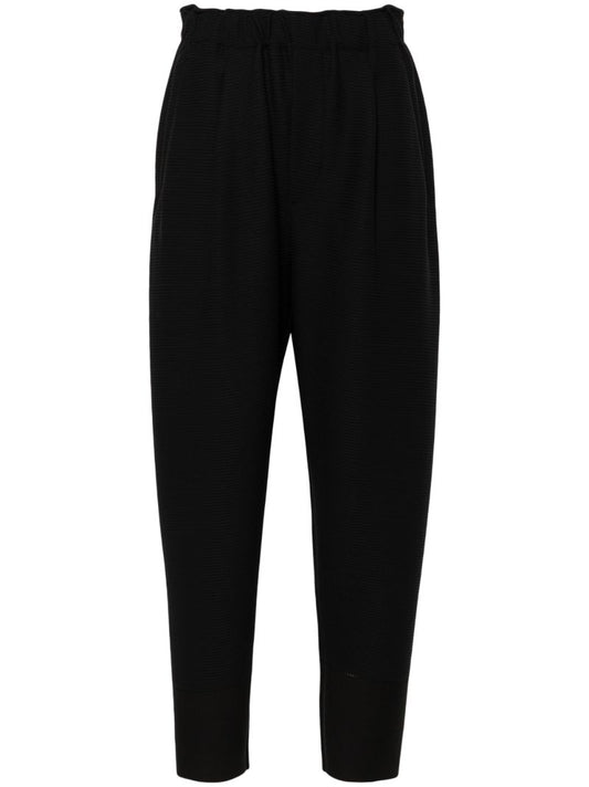 Black Cropped Tapered Trousers