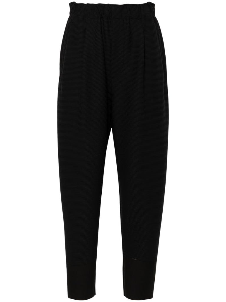 Black Cropped Tapered Trousers
