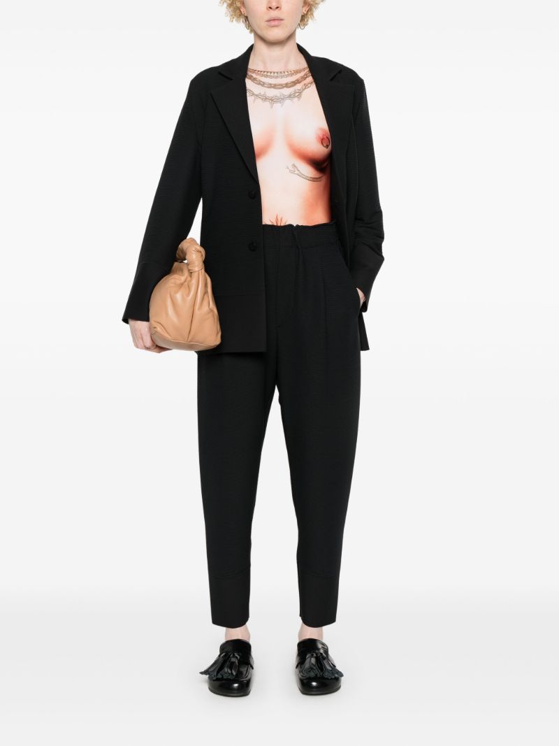 Black Cropped Tapered Trousers