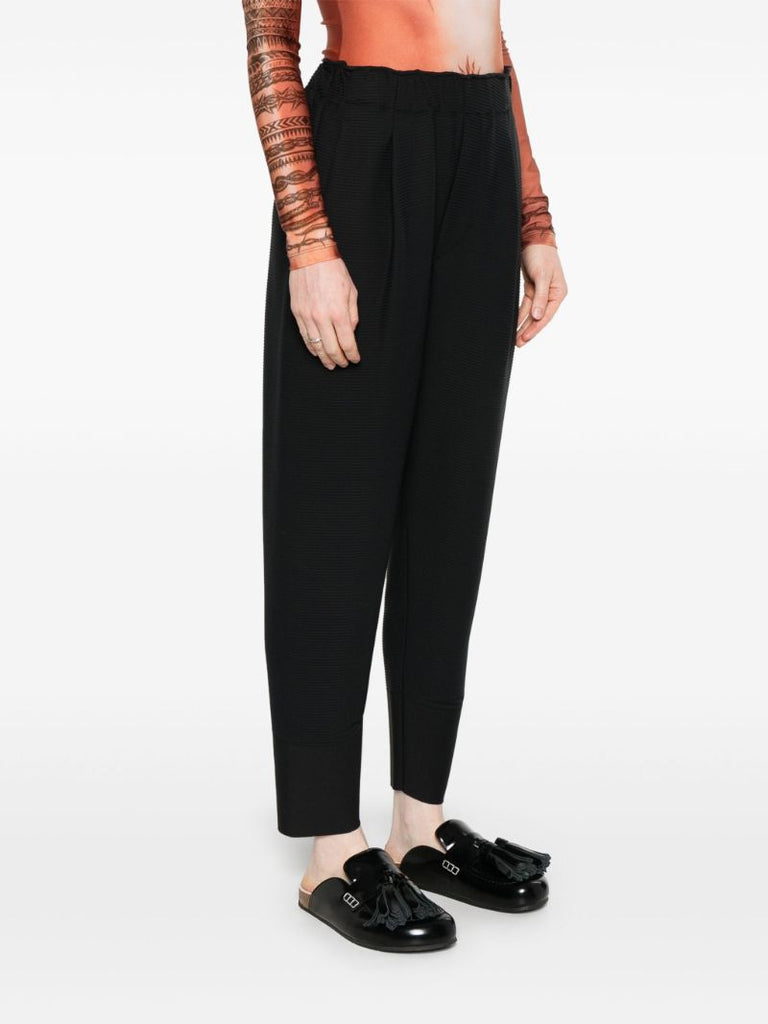 Black Cropped Tapered Trousers
