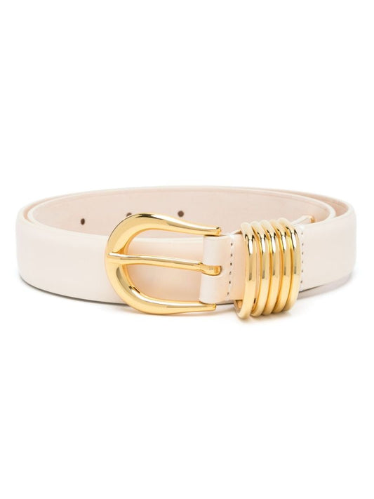 White Hollyhock Leather Belt