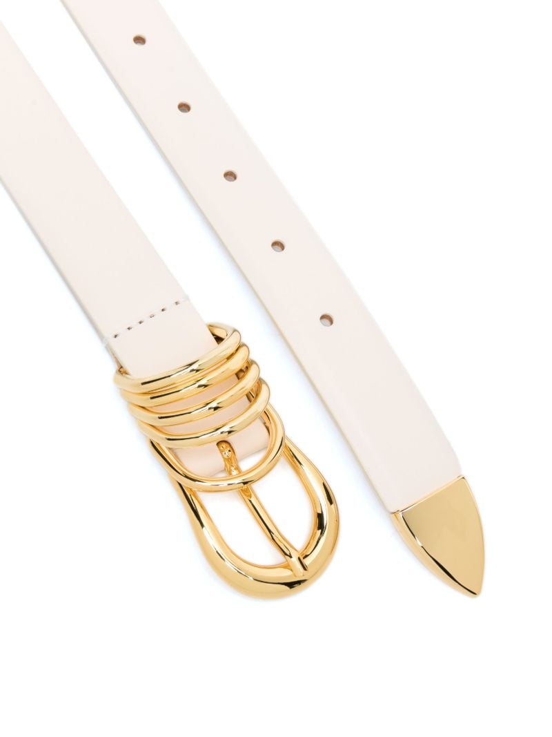 White Hollyhock Leather Belt