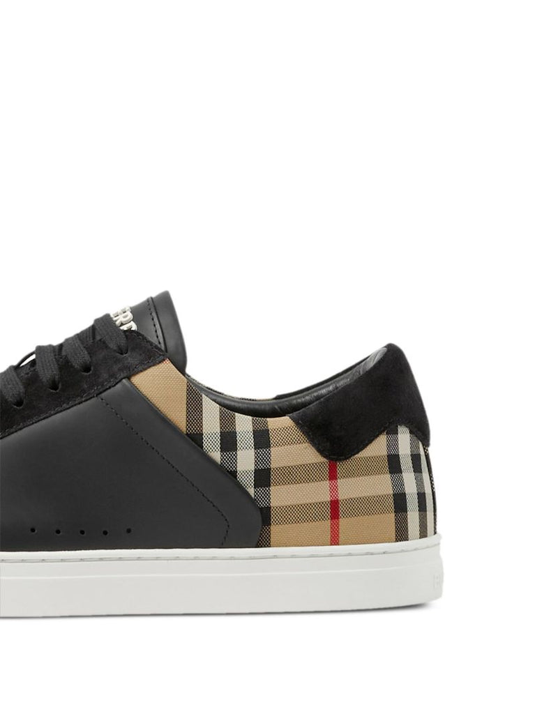 Black Check Low-top Leather Sneakers