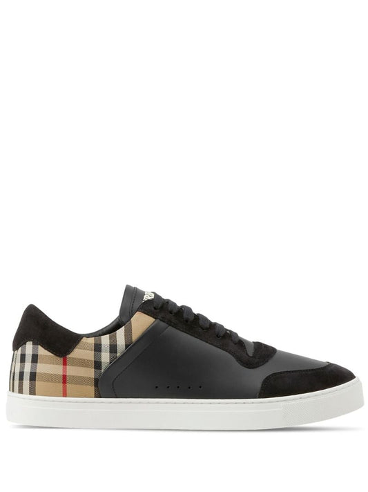 Black Check Low-top Leather Sneakers