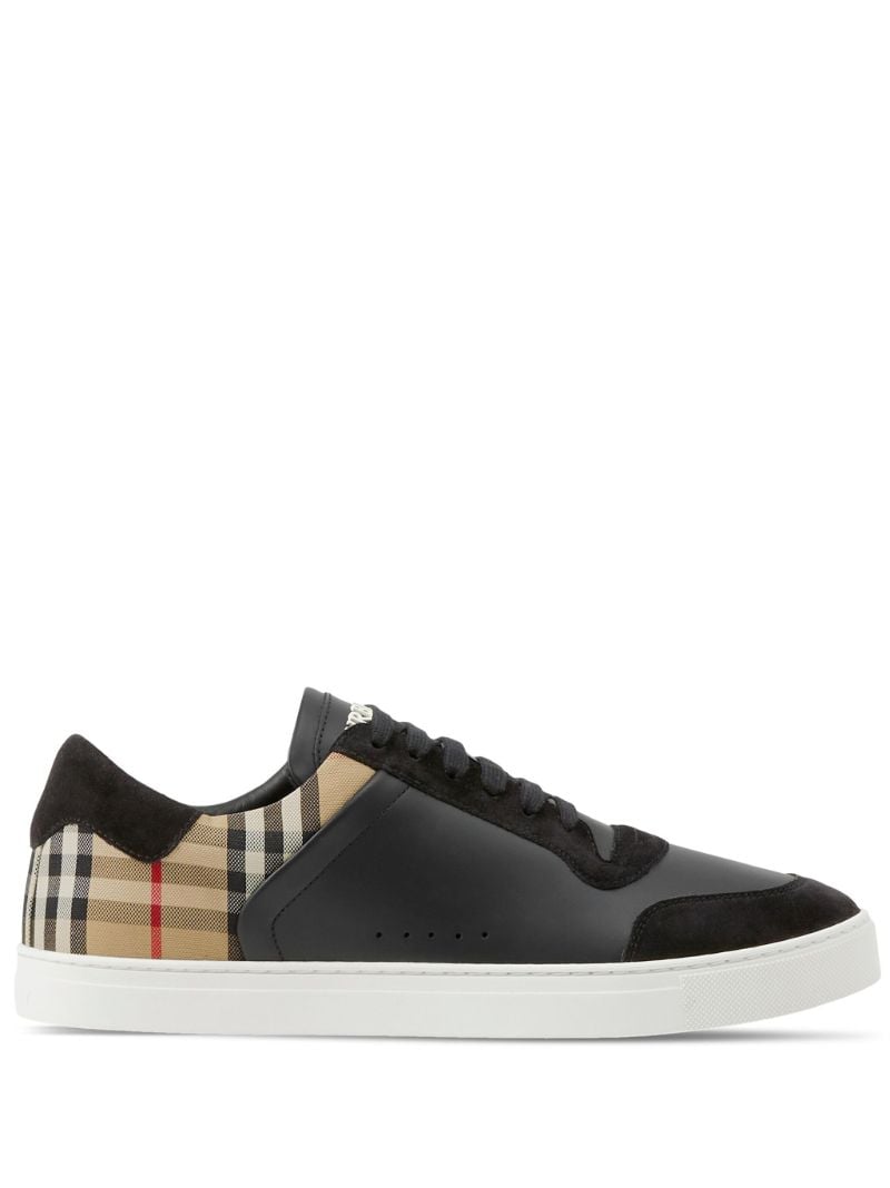 Black Check Low-top Leather Sneakers