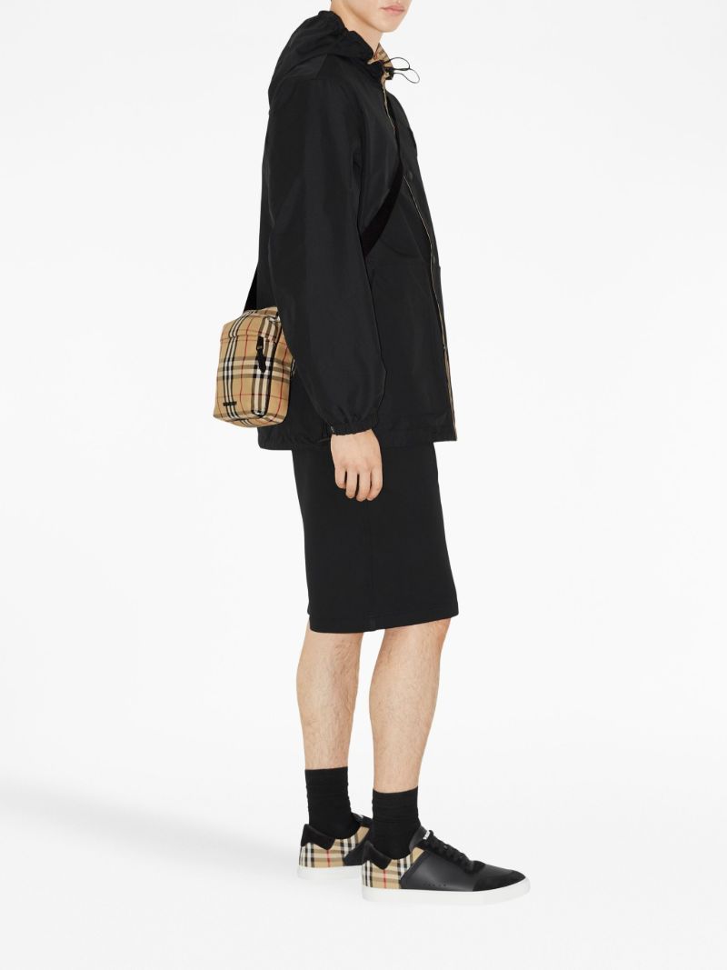 Black Check Low-top Leather Sneakers