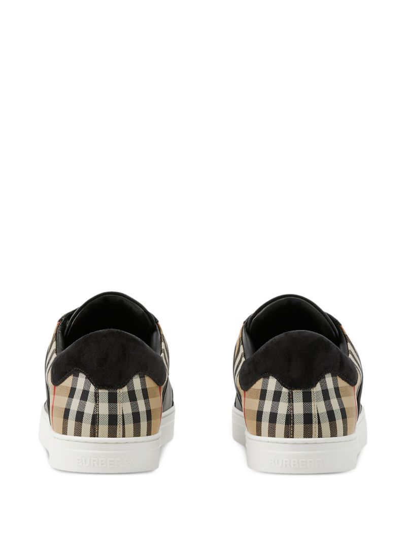 Black Check Low-top Leather Sneakers