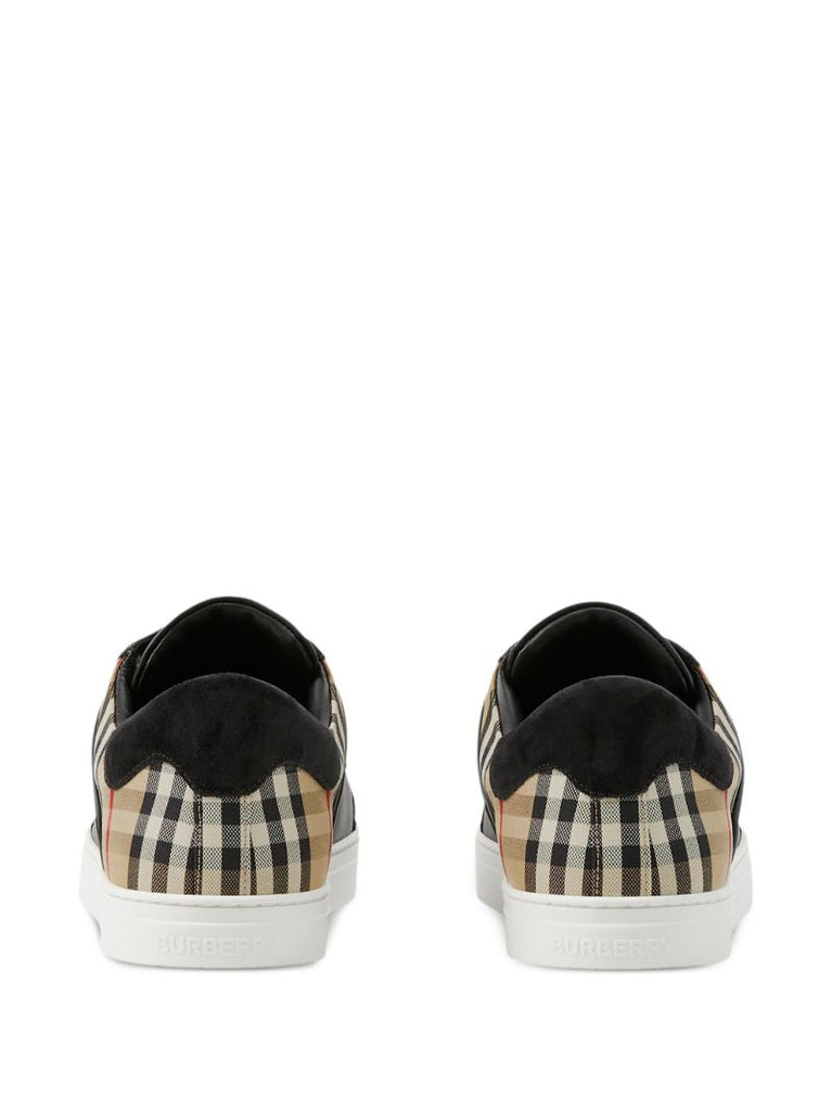 Black Check Low-top Leather Sneakers