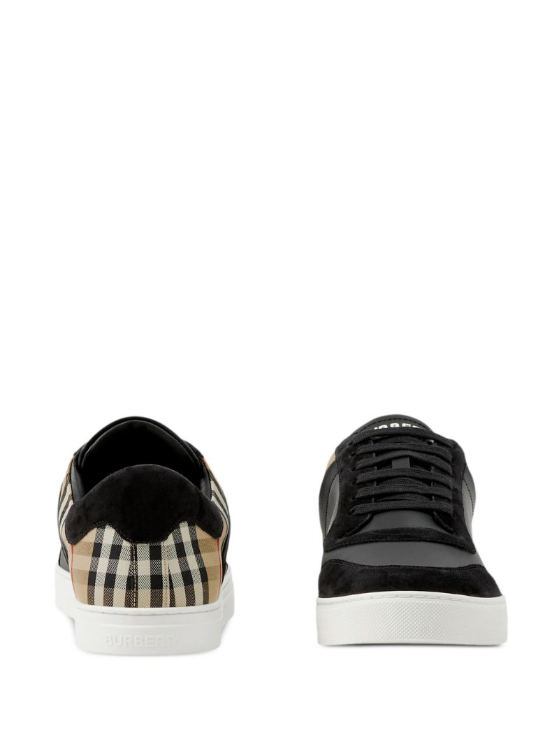 Black Check Low-top Leather Sneakers