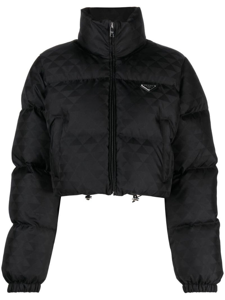 Black Re-nylon Cropped Puffer Jacket