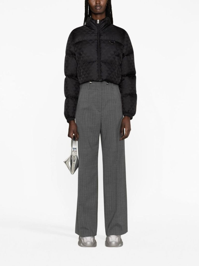 Black Re-nylon Cropped Puffer Jacket