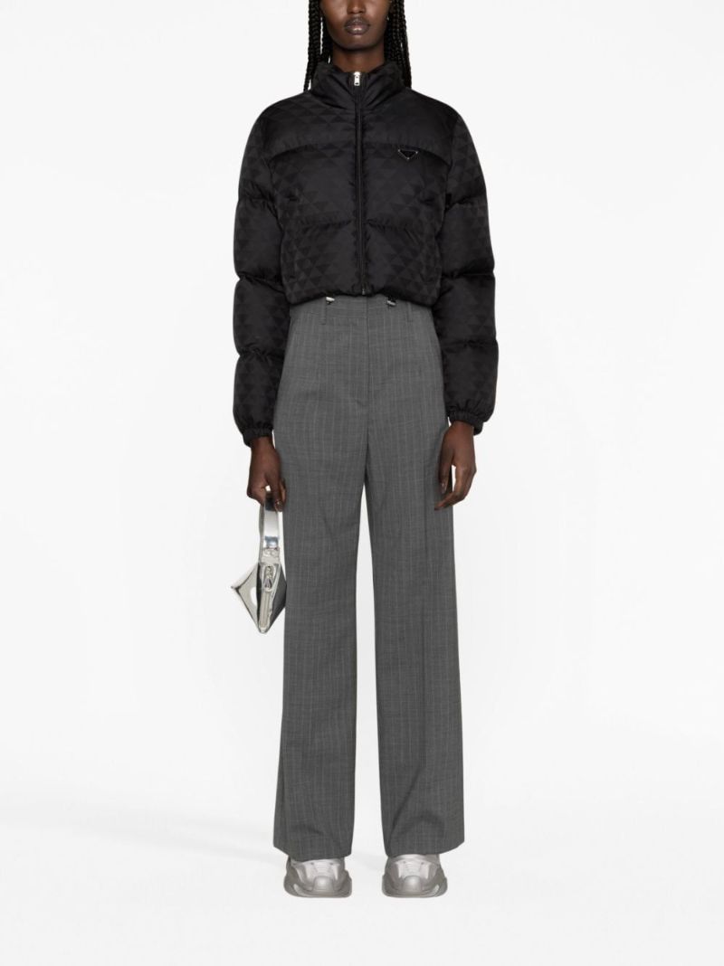 Black Re-nylon Cropped Puffer Jacket