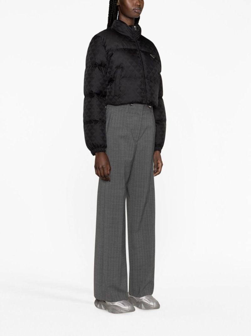Black Re-nylon Cropped Puffer Jacket