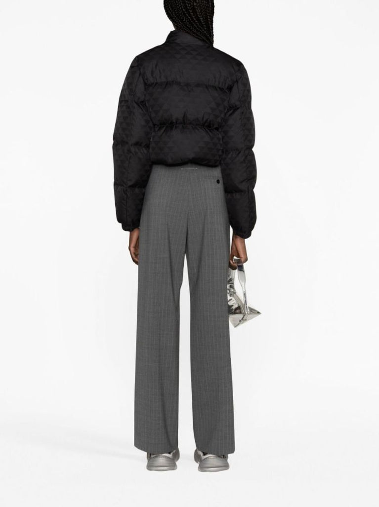 Black Re-nylon Cropped Puffer Jacket