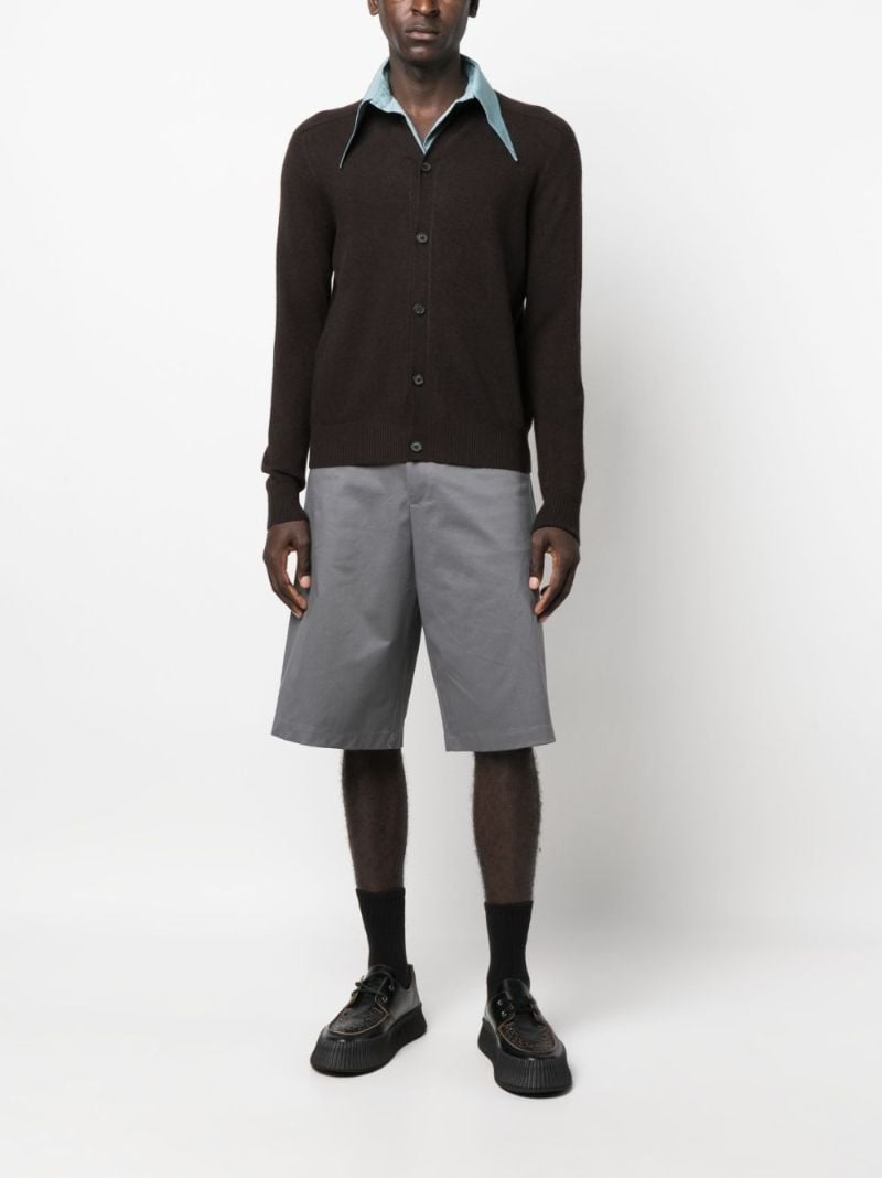 Brown Detachable-collar Cardigan