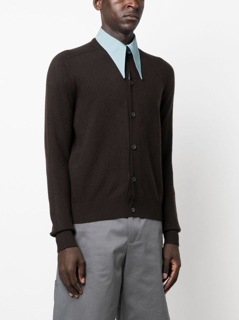 Brown Detachable-collar Cardigan