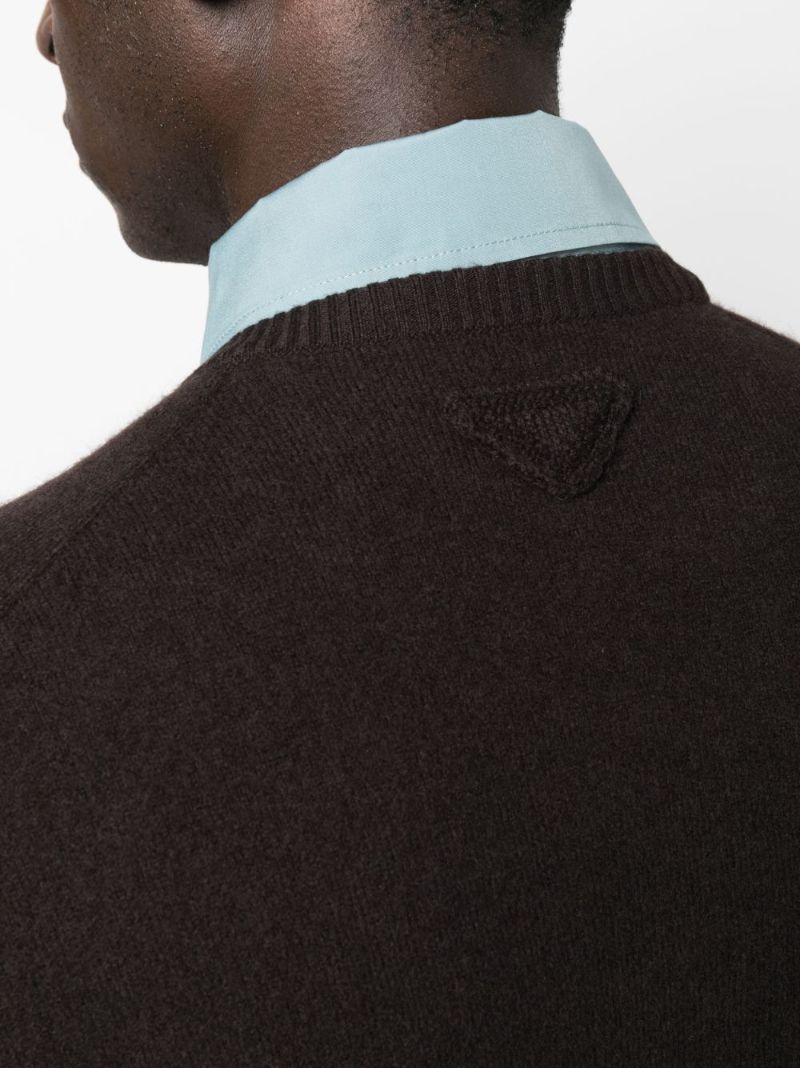 Brown Detachable-collar Cardigan
