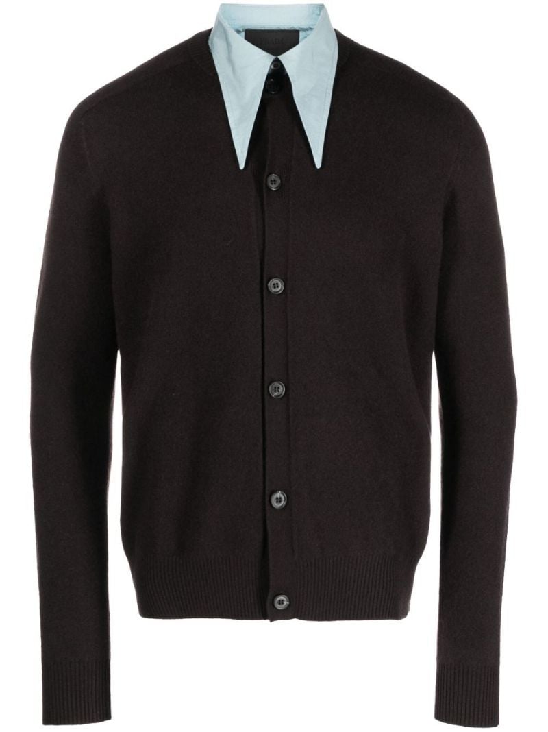 Brown Detachable-collar Cardigan