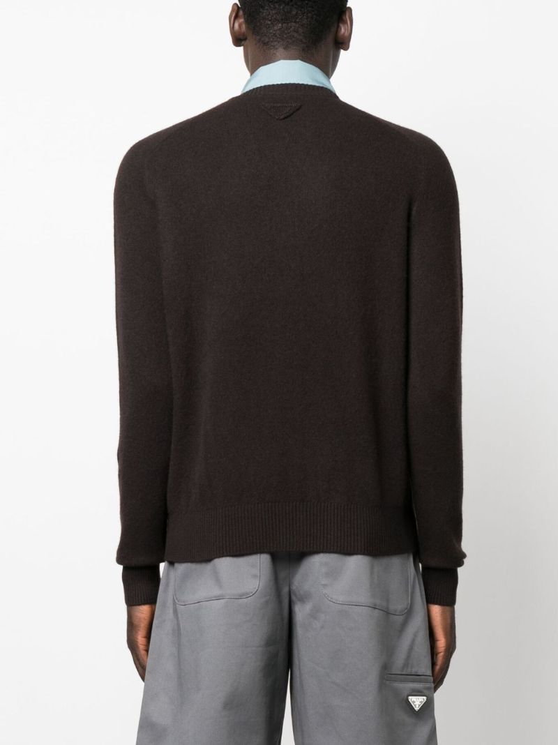 Brown Detachable-collar Cardigan