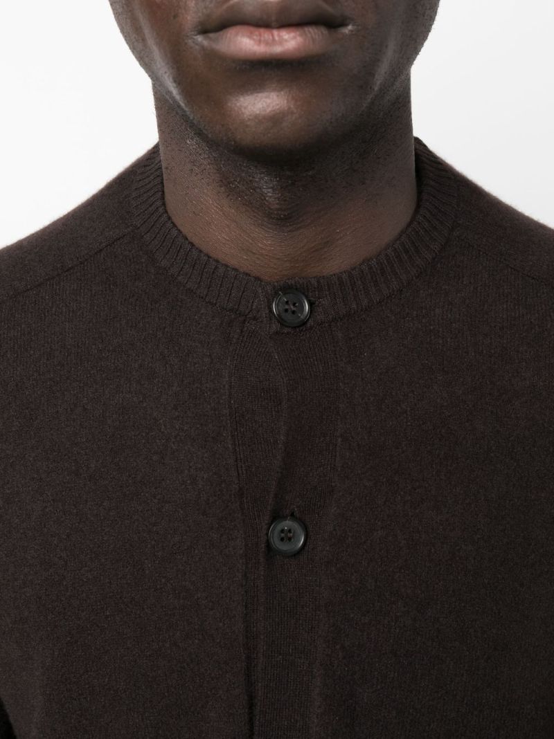 Brown Detachable-collar Cardigan