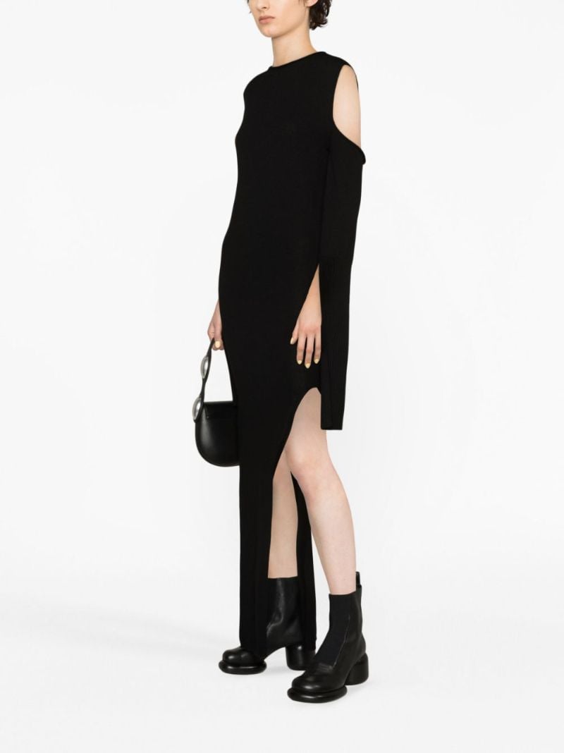Black Cold-shoulder Wool Maxi Dress