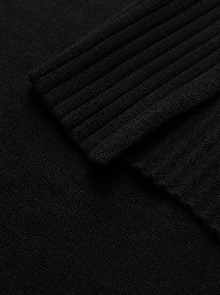 Black Cold-shoulder Wool Maxi Dress