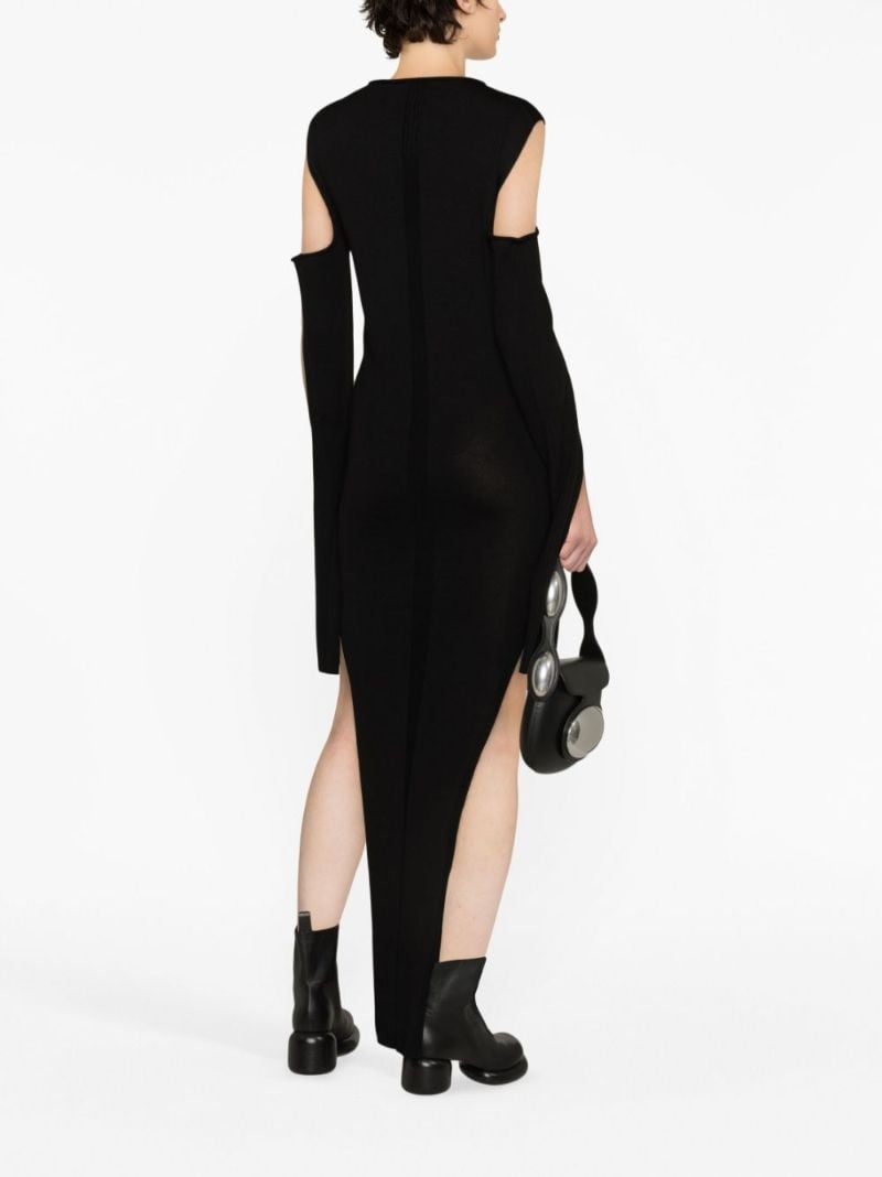 Black Cold-shoulder Wool Maxi Dress