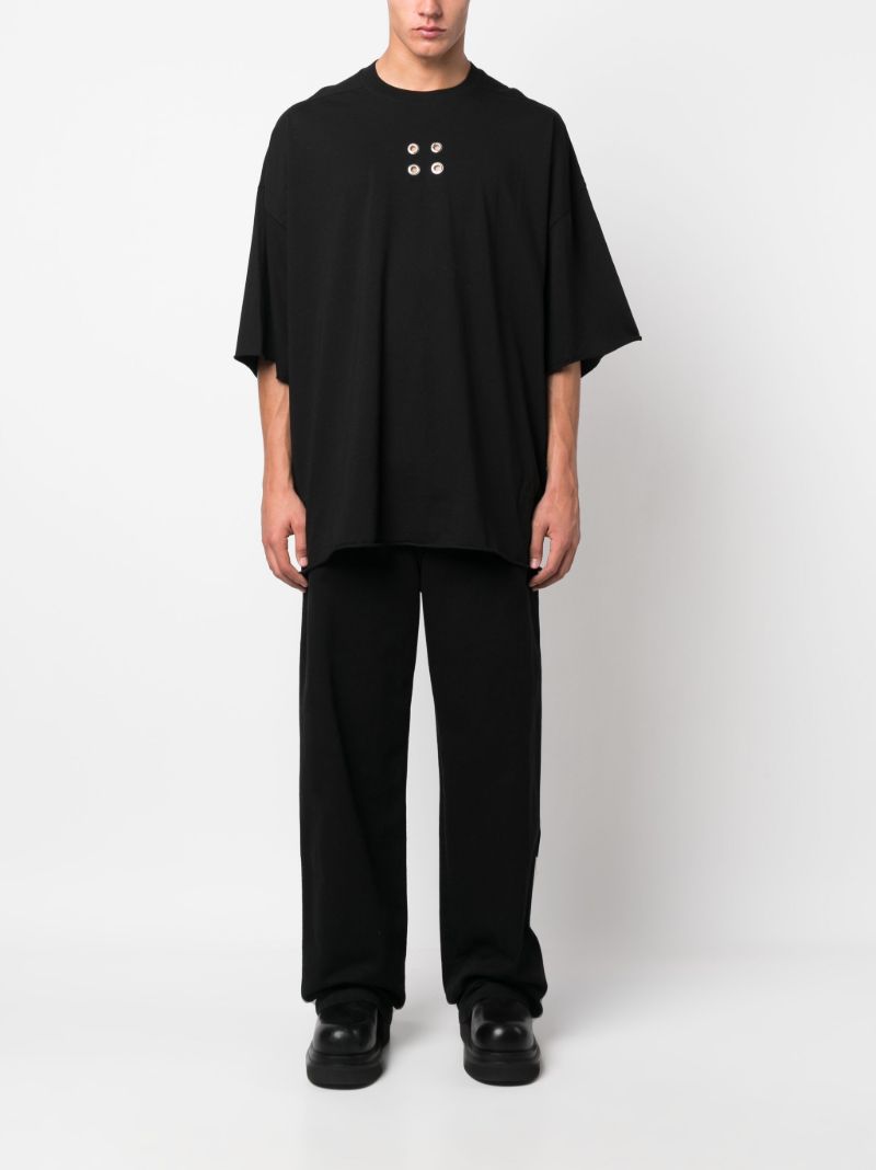 Black Tommy Eyelet-detail Cotton T-shirt